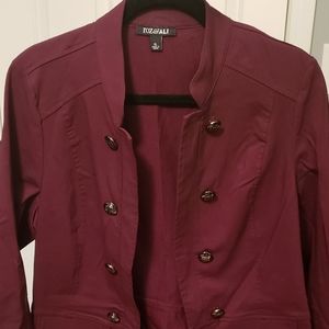 Roz & Ali Maroon military style blazer, size XL